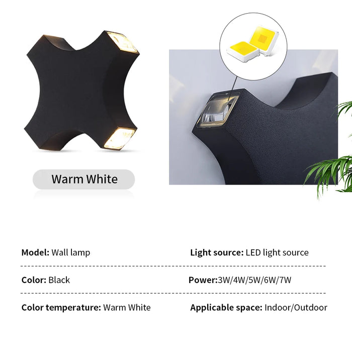 LED Outdoor Wall Lamp – IP66 Waterproof Modern Black Wall Light for Garden, Corridor, and Indoor Spaces (4W/6W/8W)