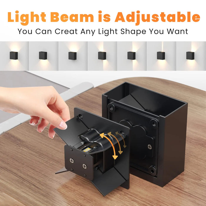 2-Pack LED Wall Sconces – Modern 6W Up & Down Wall Mount Lights, Waterproof IP65 for Living Room, Hallway, Bedroom, Indoor & Outdoor Use