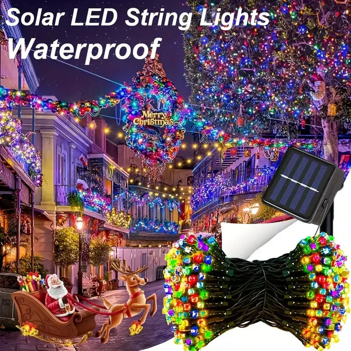 Solar Christmas Patio Lights – 8 Lighting Modes, Waterproof LED String Lights for Garden, Wedding, Outdoor Holiday Decor