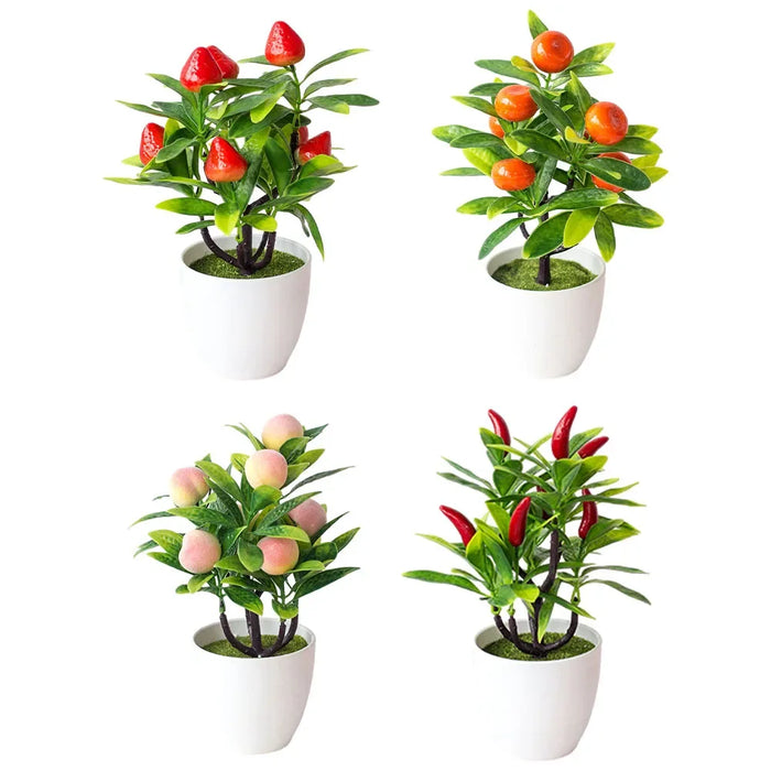 Artificial Bonsai Plant – 22cm Potted Simulated Fruit Tree for Home, Garden, and Office Decor