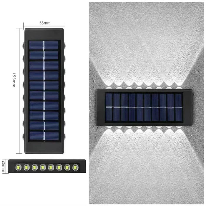 Solar Wall Lights Outdoor – Up and Down LED Light, Waterproof, Solar-Powered, Modern Porch Lamp for Garden, Balcony, Patio, and Landscape