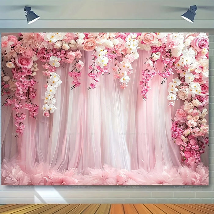 Floral Flower Wall Backdrop – Wedding, Bridal Shower, Engagement, and Party Photography Background for Photoshoots