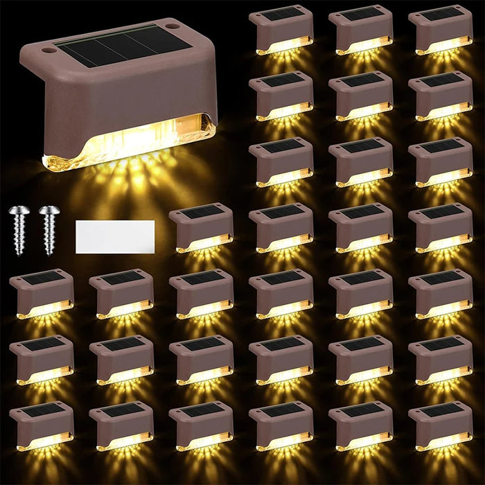 Solar Deck Lights – 32-Pack Outdoor Waterproof LED Step Lights for Railing, Stairs, Pathway, Yard, and Fence