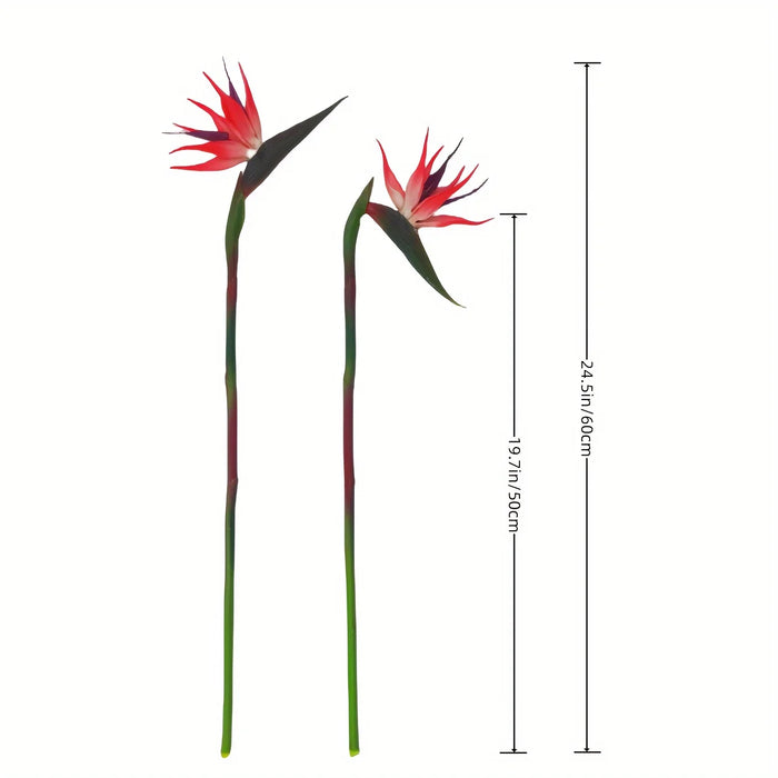 Artificial Bird of Paradise Flowers – 3pcs Rubber Strelitzia 24.5'' Long Stem for DIY Home & Party Decor