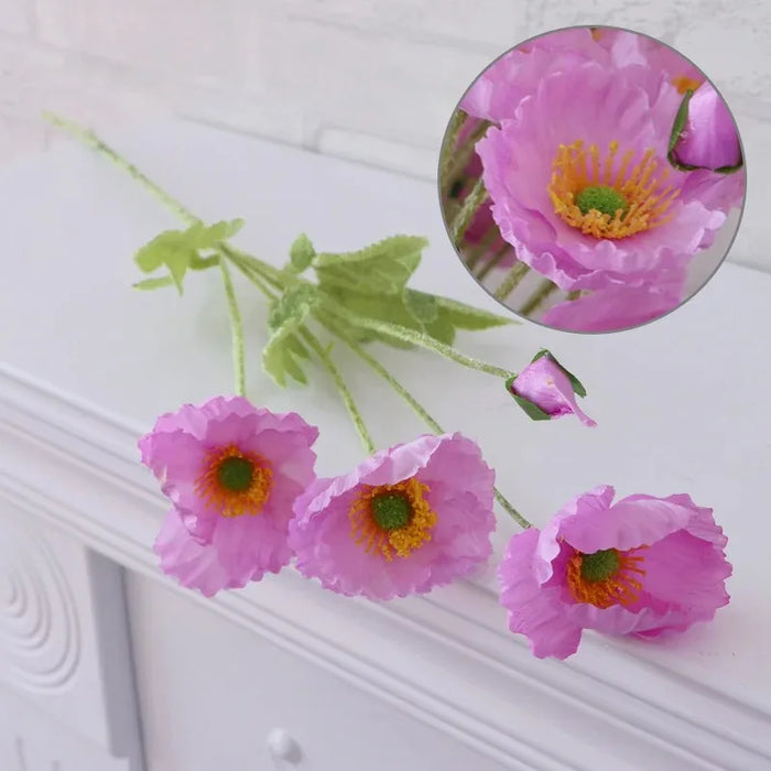 Artificial Poppy Flowers Bouquet – Silk Fake Flowers for Home Decor, Wedding, DIY Vase Accessories, and Garden Decoration