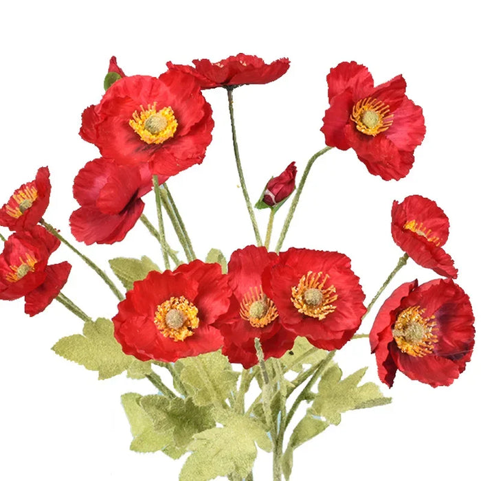 4-Head Artificial Poppy Flowers – Silk Wedding and Home Decor Floral Arrangement