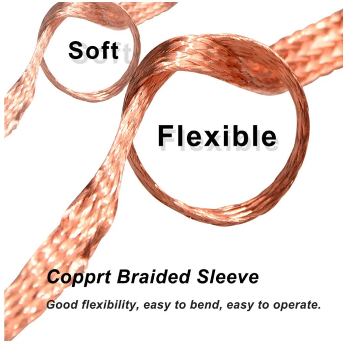 1M – 25M Pure Copper Braid Knitted Mesh Cable – Anti-Interference Flat Wire Protection, Flexible Expandable Sleeving (4mm-25mm Width)