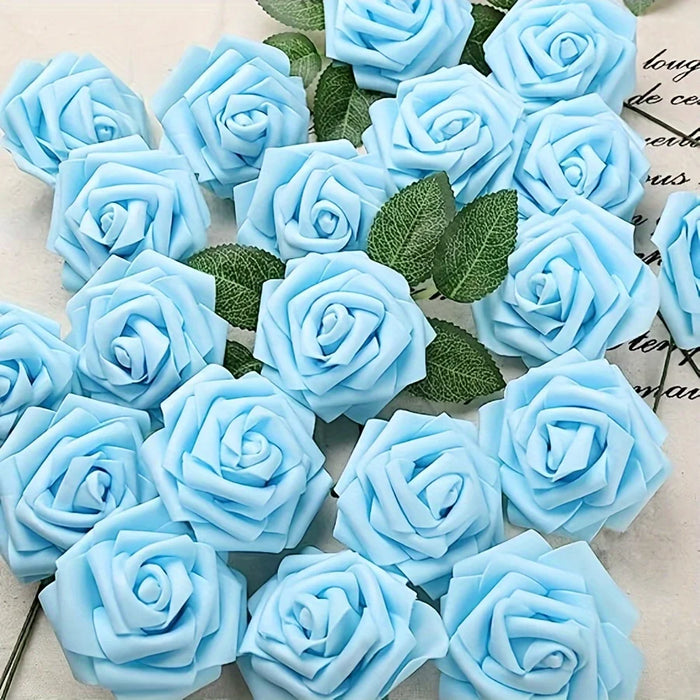 25pcs Artificial Red Roses with Stems – Fake Flowers for DIY Wedding Bouquets, Centerpieces, Party & Home Decorations