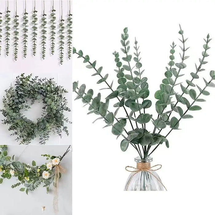 12pcs Artificial Eucalyptus Stems – Silver Dollar Greenery for Wedding Bouquets, Floral Arrangements, and Home Decor