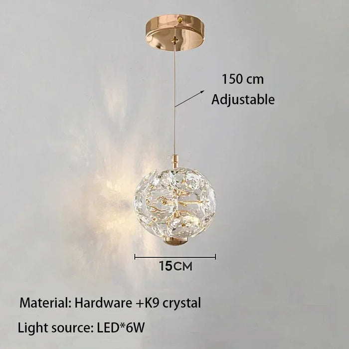 LED Imitation Crystal Headboard Pendant Lamp – Modern Hanging Line Light for Dining Room, Restaurant, and Bedroom – AC Powered Indoor Lighting