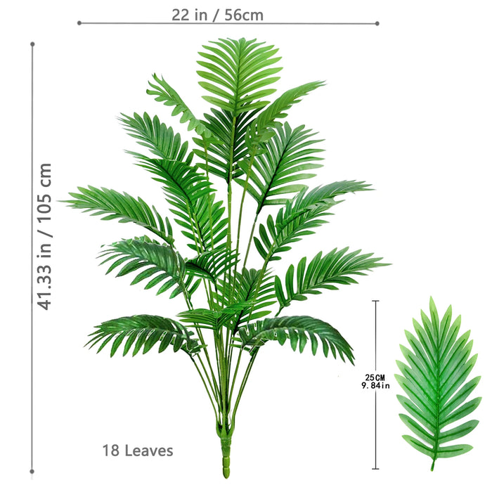 Artificial Palm Tree – 68-125cm Tropical Fake Plant with Green Plastic Palm Leaves for Home, Garden & Outdoor Décor