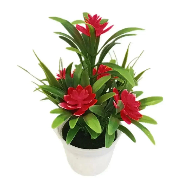 Artificial Potted Bonsai Plant – Simulation Fake Flower in Yellow, Red, Pink, Orange, Purple for Home, Garden, and Table Decoration