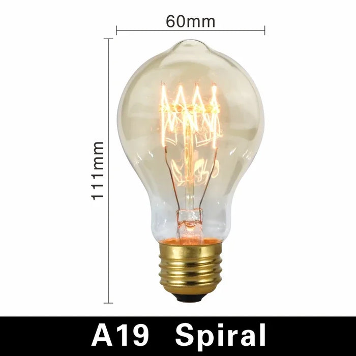 Edison Vintage Light Bulb E27 40W - Retro Filament Incandescent Bulb for Living Room, Bedroom, and Dining Room - Available in ST64, A19, G80, G95, T10, T45, T185 Shapes