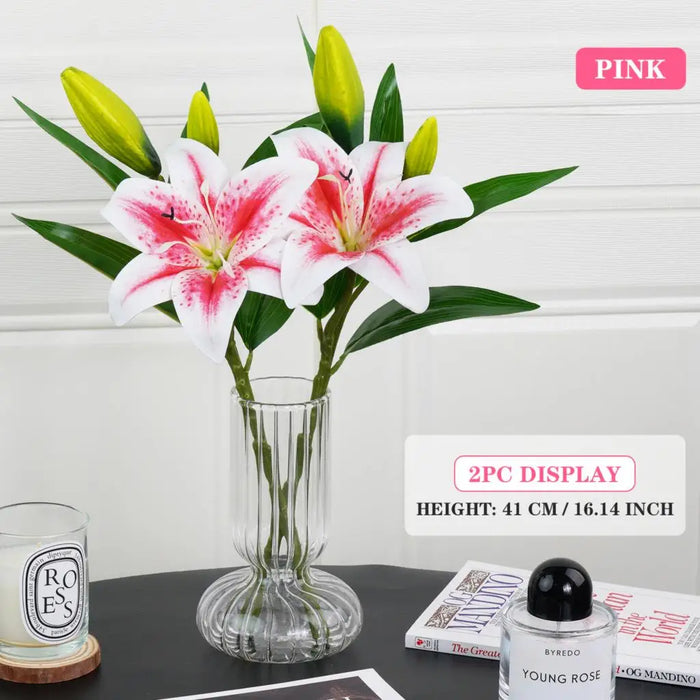 41cm Artificial Silk Lily Bouquet – DIY Creative Floral Arrangement for Home, Wedding, Party & Living Room Decor – Perfect Gift for Friends