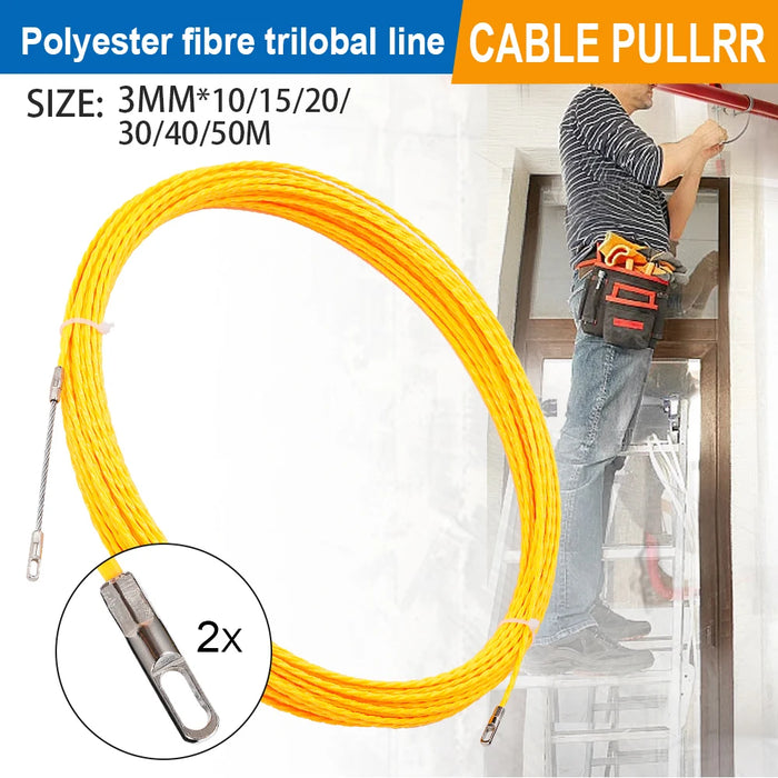 3mm 10-50M Fiberglass Fish Tape Reel – Cable Puller for Telecom and Electrical Wall Wire Conduit