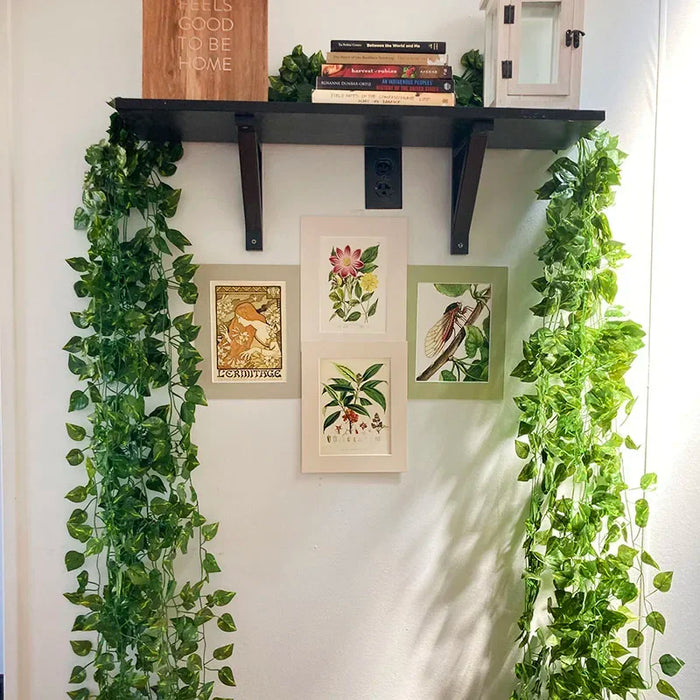 72pcs Artificial Green Ivy Garland – 2.1m Hanging Vine Silk Leaves for Home, Garden, Wedding, and Party Decoration