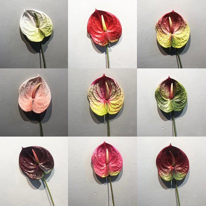 57CM Artificial Anthurium Flower – Realistic Faux Single Stem Flower for Wedding, Home, and Party Decoration
