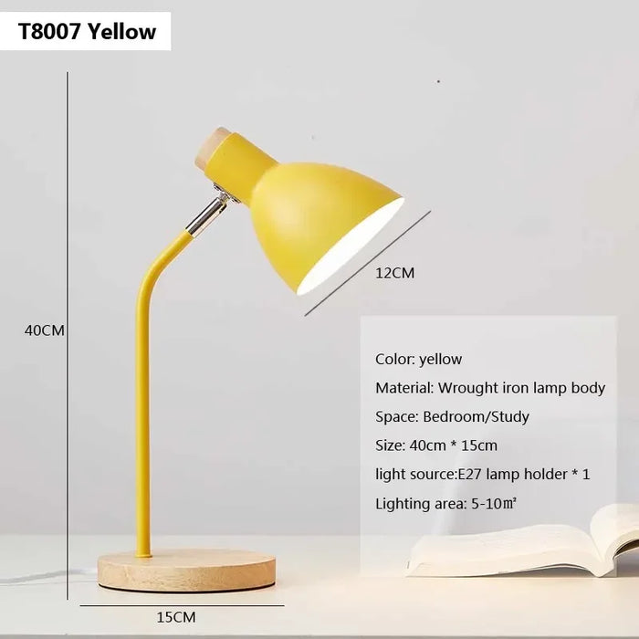 Wooden Creative Table Lamp – Nordic Flex Desk Light, LED E27, Eye Protection Reading Lamp for Bedroom, Living Room & Home Decor