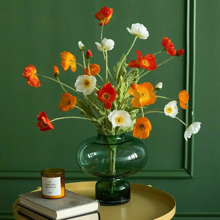 4 Head Artificial Poppy Flowers Bouquet – Silk Fake Flowers for Home Decor, Garden, Wedding, and Party Decoration