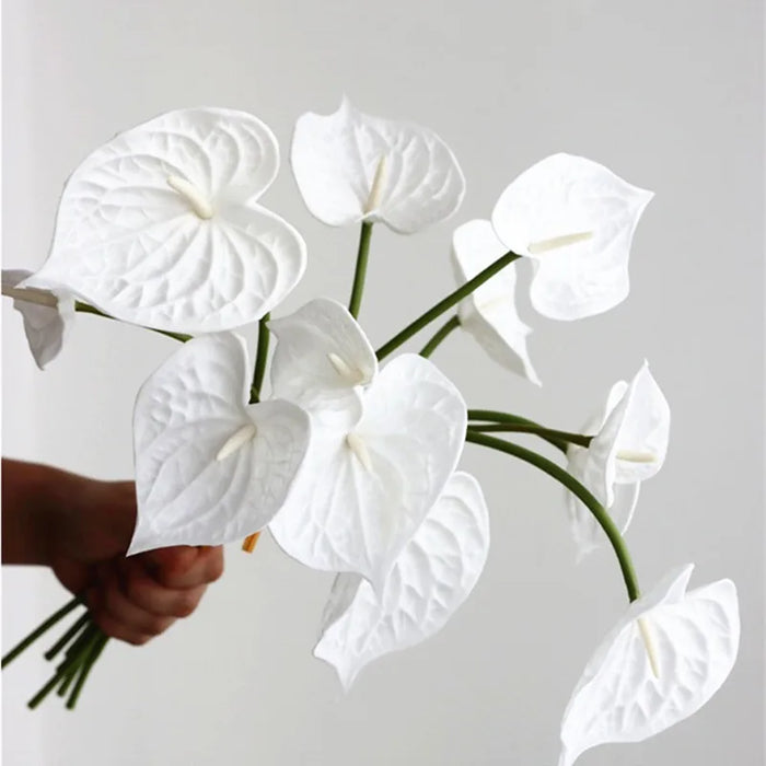 Luxury 4Pcs/Bundle Real Touch Anthurium Artificial Flower for Home Decor, Wedding, and Christmas