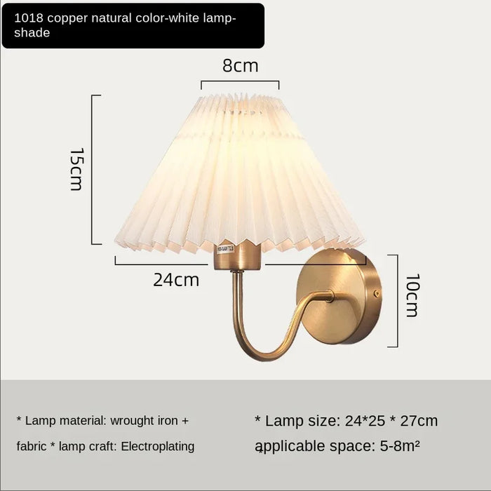 Retro LED Wall Lamp – Nordic E27 Pleated Fan-Shaped Wall Light for Bedroom, Study, Living Room, and Interior Decoration (AC85-265V)