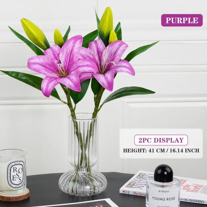 41cm Artificial Silk Lily Bouquet – DIY Creative Floral Arrangement for Home, Wedding, Party & Living Room Decor – Perfect Gift for Friends