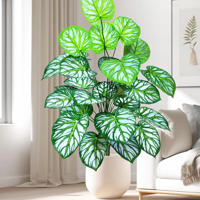 60-105cm Artificial Water Lily & Apple Leaf Potted Plant – Purple Violin Leaf Ornament for Home, Office, and Event Decor