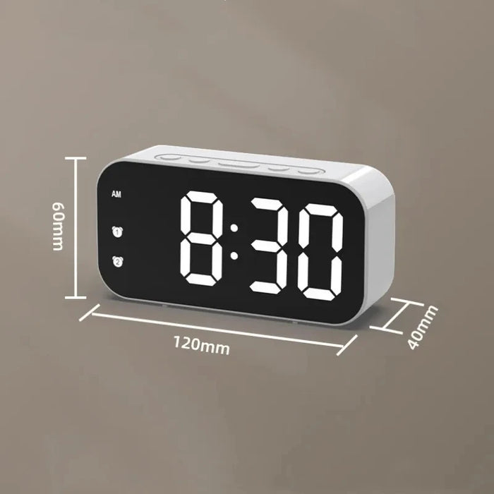 Voice Control Digital Alarm Clock with Temperature Display – Dual Alarms, 3 Brightness Levels, 12/24H LED Table Clock with Snooze Function