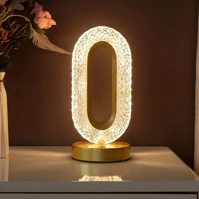 Modern Luxury Oval USB Rechargeable Crystal Table Lamp – Dimmable LED Night Light for Bedroom, Living Room, and Bedside Décor