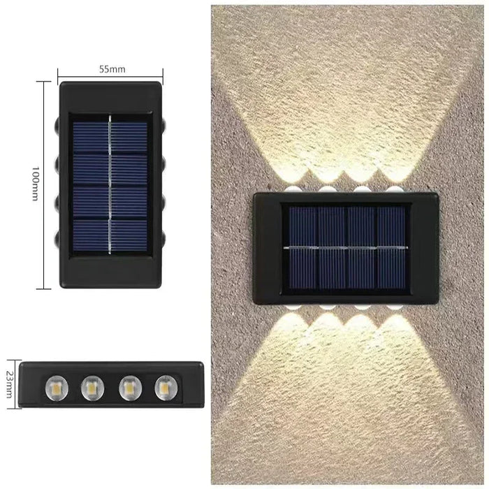 Solar Wall Lights Outdoor – Up and Down LED Light, Waterproof, Solar-Powered, Modern Porch Lamp for Garden, Balcony, Patio, and Landscape