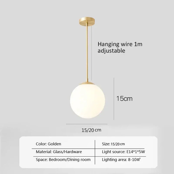 Modern Luxurious LED Pendant Light – Gold Ball Lampshade Hanging Light Fixture for Dining, Living Room, and Bedroom Décor