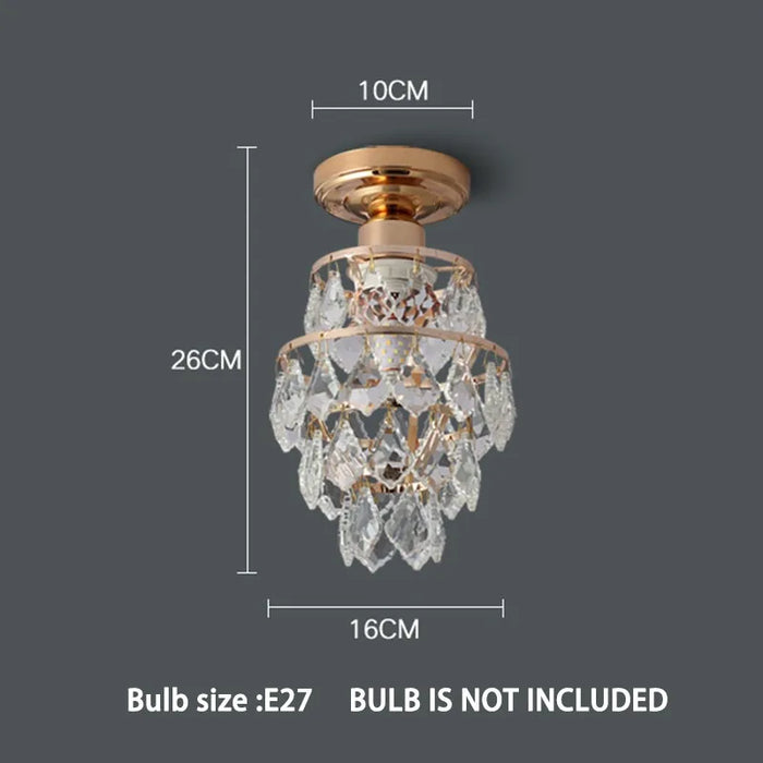 Modern Gold Mini Crystal Ceiling Light – E27 LED Fixture for Bedroom, Living Room, Stairs, and Home Decor