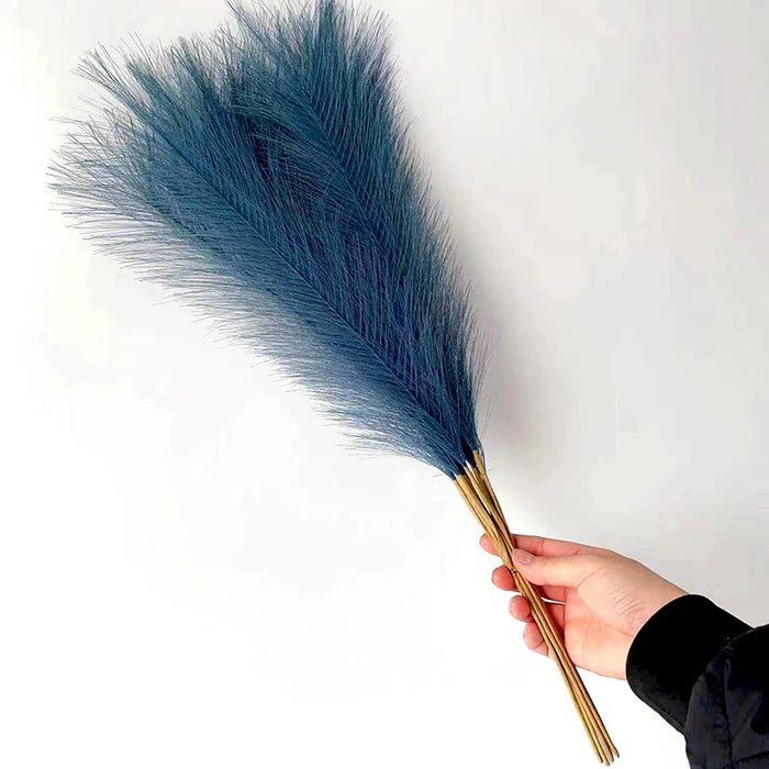 10pcs Artificial Pampas Grass – Blue Fake Reed Flowers for Wedding, Home, Party, and Vase Decoration