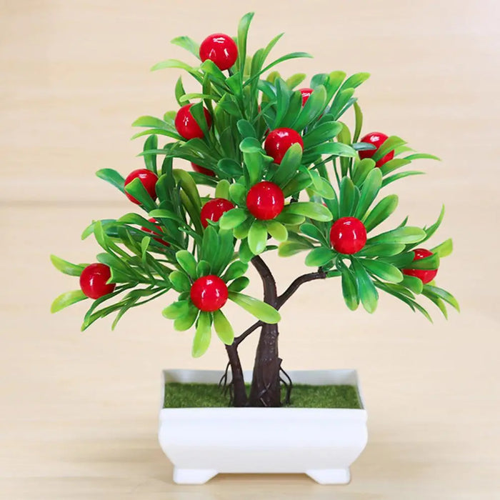 Artificial Orange Bonsai Tree – Potted Peach Pepper Fruit Plant for Home, Office, and Garden Decor