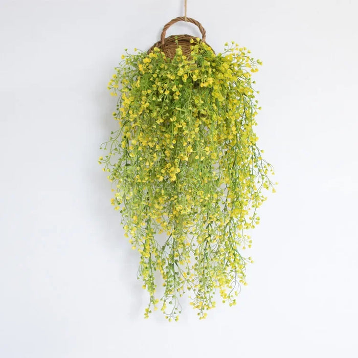 80cm Artificial Rattan Golden Bell Willow Flower - Plastic Wedding and Home Bar Wall Hanging Decoration