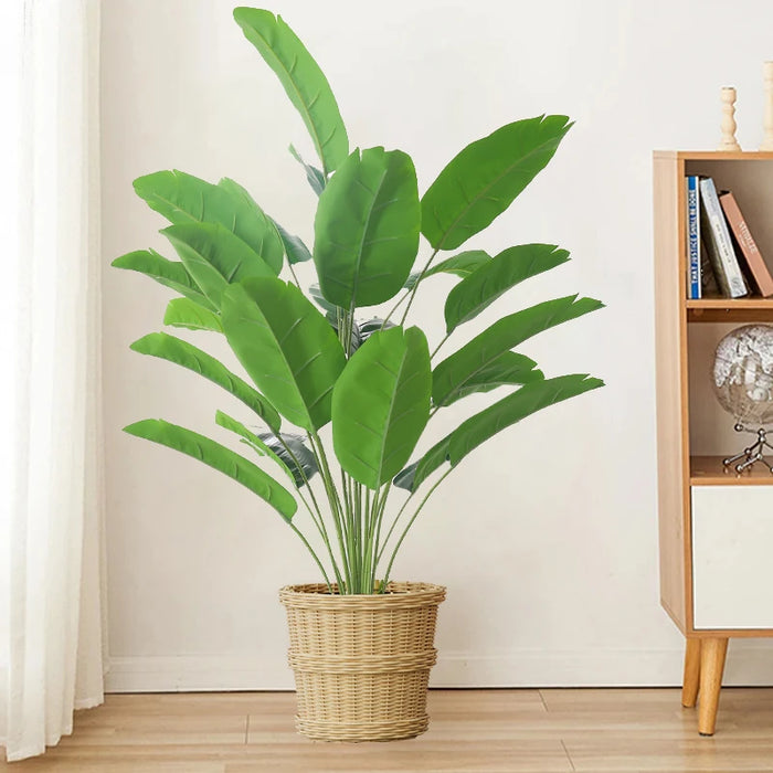 90cm Large Artificial Bird of Paradise Tree – Tropical Fake Banana Leaves Palm Plant for Home, Garden, and Wedding Decor