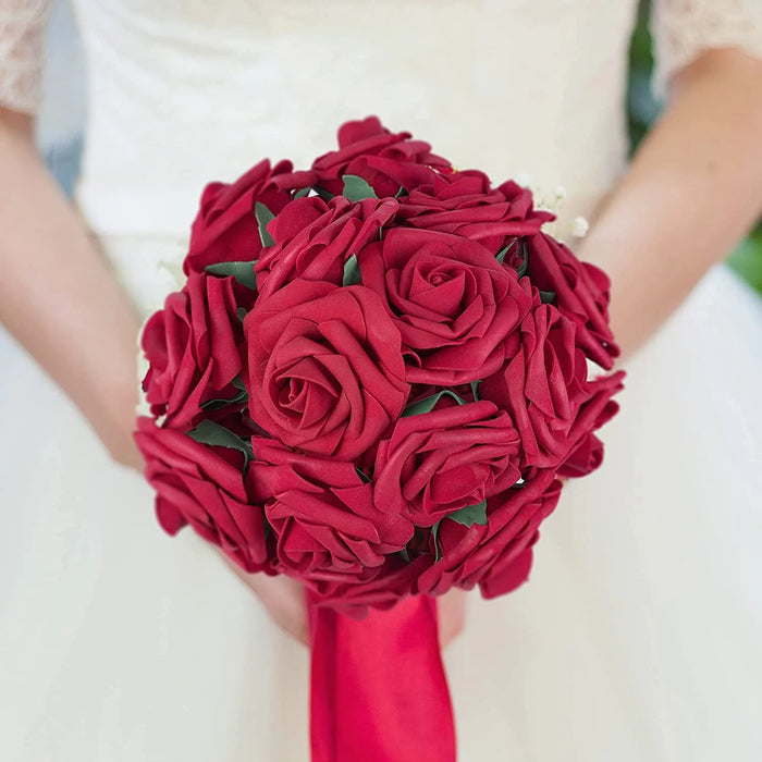 Artificial Rose Flowers with Stem – Realistic Fake Roses for Wedding Bouquets, Centerpieces, Bridal Shower & Home Decoration