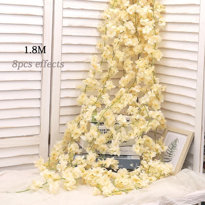 180CM Artificial Sakura Flowers Vine – Wedding Garden Arch, Home Party Decoration, Christmas Bridal Silk Flowers