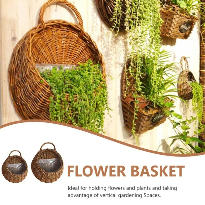 Woven Hanging Basket Planter – Eco-Friendly Rattan Storage Container for Home Garden Wall Décor – Indoor/Outdoor Hanging Basket for Plants, Flowers, and Decoration