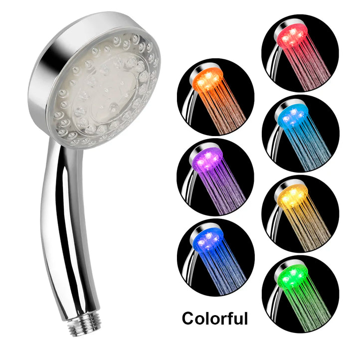 LED Rainfall Shower Head – Ultra-Quiet 7 Colors Gradual Changing with Temperature Sensor, Square Fixed Showerhead for Modern Bathrooms
