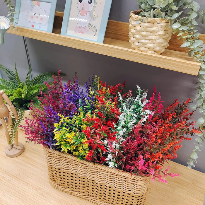 12PCS Artificial Lavender Plants – UV-Resistant, No-Fade Faux Flowers for Wedding, Home, Christmas Wreath, and Outdoor Garden Decoration
