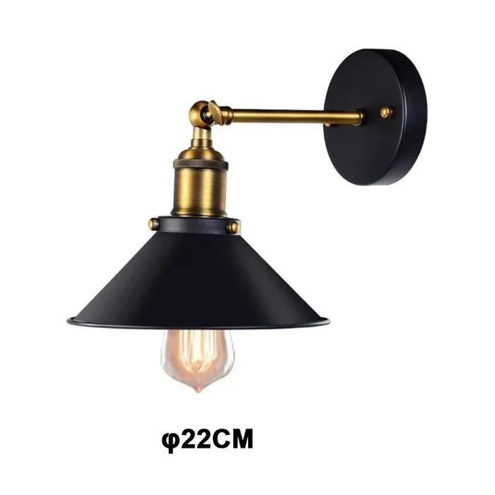 Retro Industrial Style Wall Lamp – Black Umbrella Iron Shade Wall Sconce for Aisle, Corridor, Staircase, and Indoor Lighting