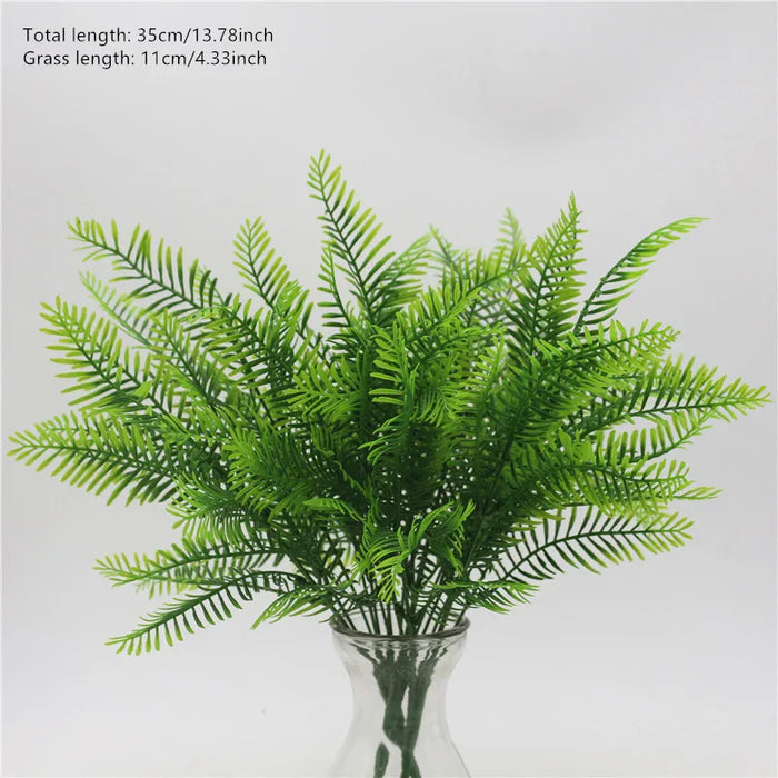 7 Branches Artificial Persian Grass – Faux Plastic Fern for Garden, Home, Vase, and Wedding Décor