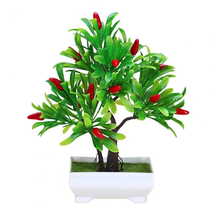 Artificial Orange Bonsai Tree – Potted Peach Pepper Fruit Plant for Home, Office, and Garden Decor