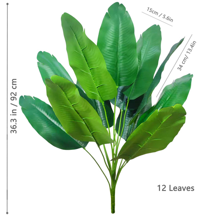 65-125cm Large Artificial Tropical Palm Tree – Real Touch Fake Banana Plant with 24 Leaves for Home, Garden, and Outdoor Decor