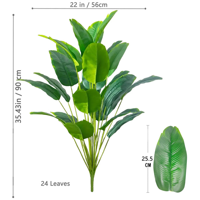 65-125cm Large Artificial Tropical Palm Tree – Real Touch Fake Banana Plant with 24 Leaves for Home, Garden, and Outdoor Decor