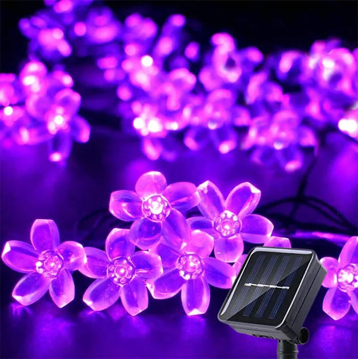 Solar Garden Flower String Lights – Waterproof Outdoor LED Fairy Lights with 8 Modes for Holiday, Christmas, and Decorative Lighting