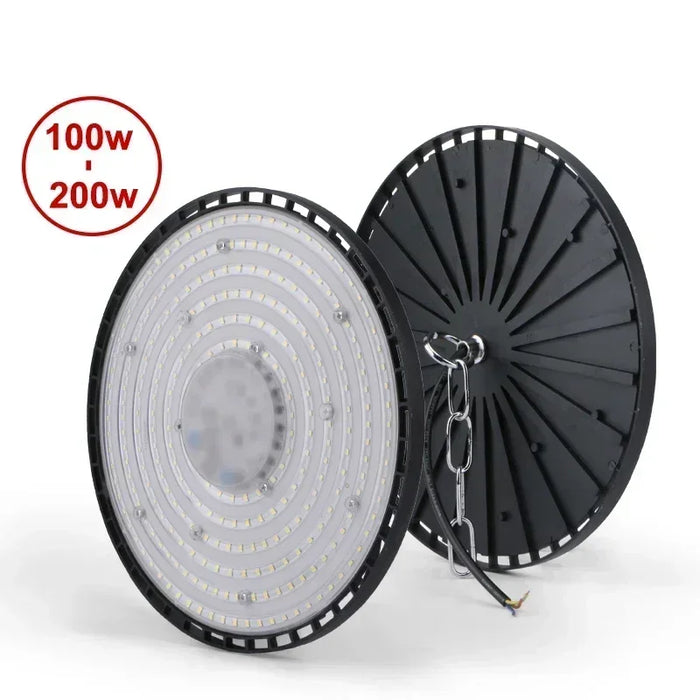 Super Bright 100W/150W/200W UFO LED High Bay Light – Waterproof Industrial Lighting for Warehouse, Garage, Market, Workshop