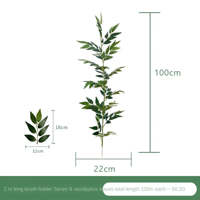 Artificial Silk Bamboo Leaf Flower Arrangement – 1m Long Eucalyptus Leaves for Spring Decoration, Indoor & Outdoor Use