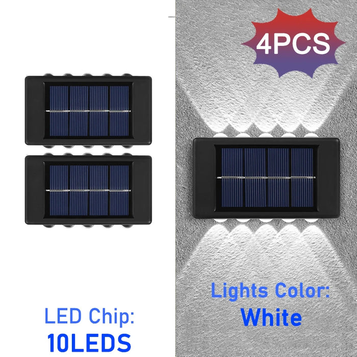 Solar Wall Lights Outdoor – 10 LED Waterproof Security Lamp with Automatic Sensor for Garden, Fence, Porch, and Yard Decoration (Warm/White Light, IP65)
